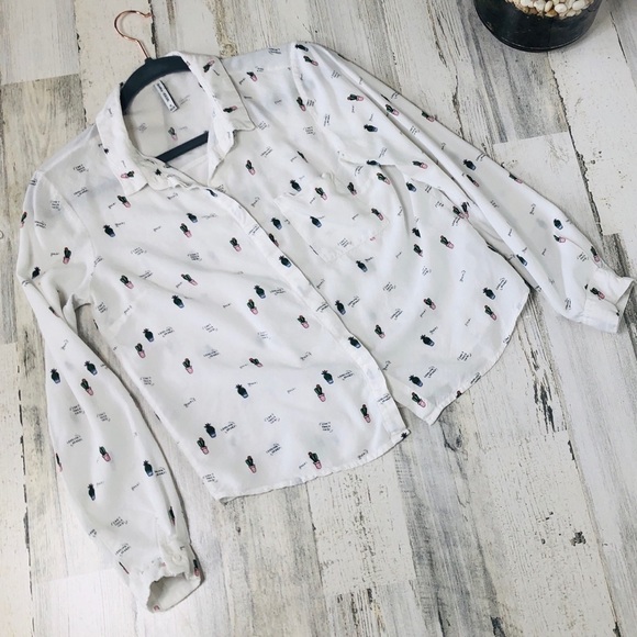 Bershka BSKGIRL Button Back Cactus Long Sleeve - Picture 1 of 7